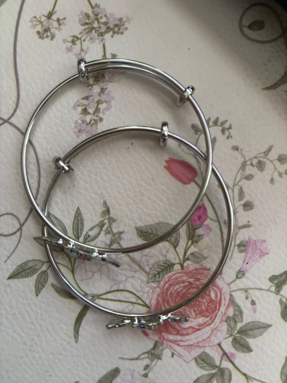 Silver tone or plated Hello  Kitty Enamel Bangle- adjustable- Price is for 1